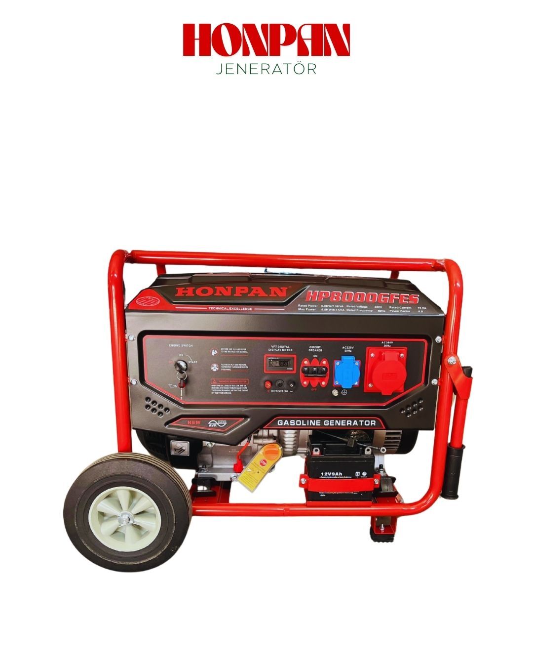 HONPAN 8000GFE MARŞLI MONOFAZE BENZİNLİ JENERATÖR (6,5KW/8,1KVA)